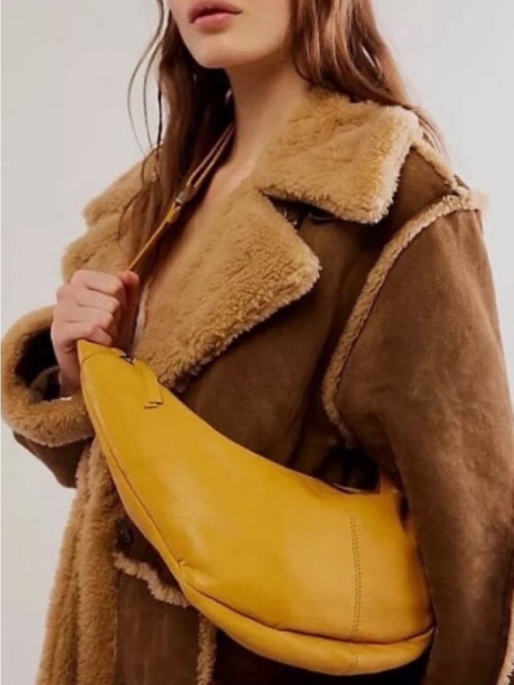 Free People Mustard Yellow Leather Idle hands sling Bag